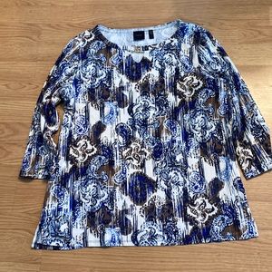 Rafaela blue, brown, cram, black design shirt
